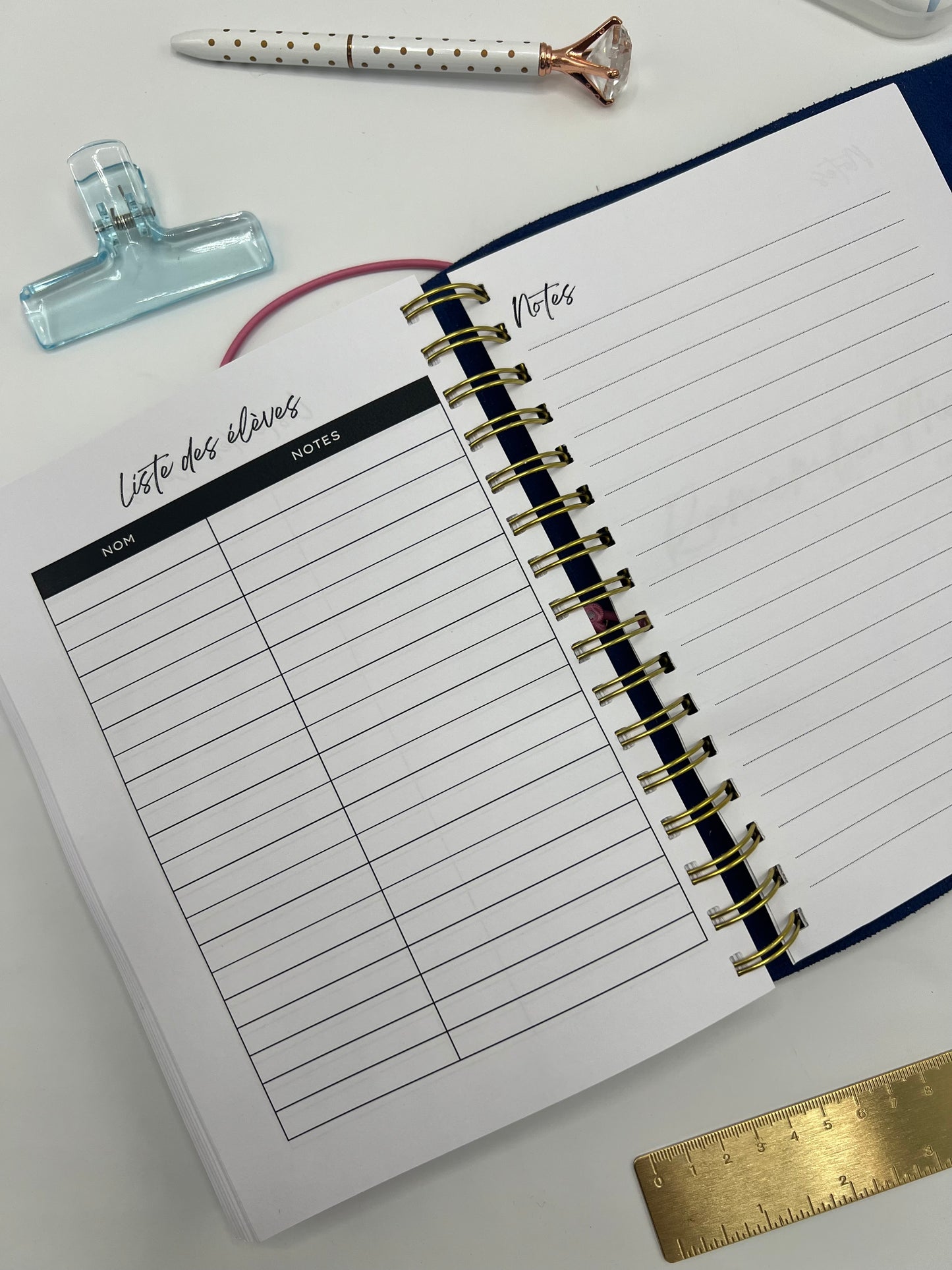 Black Leather Teacher Planner (French)