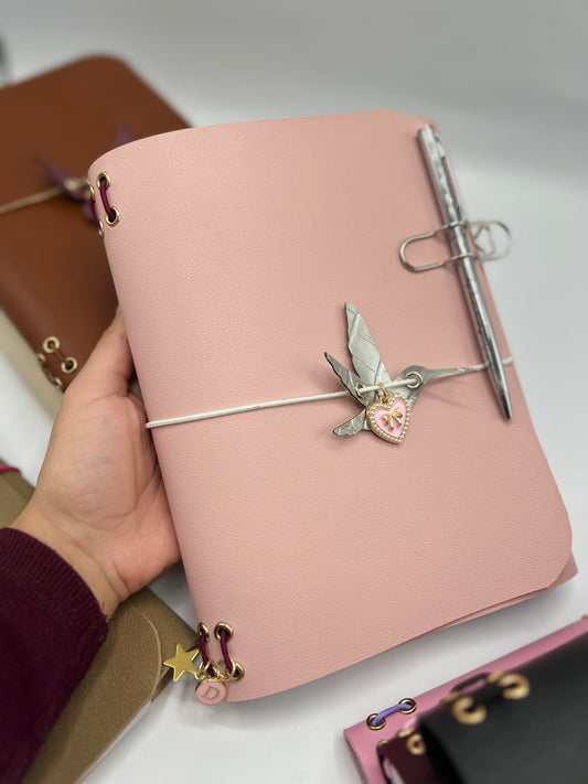Blush Petal | A5 Trifold Leather Refillable Journal