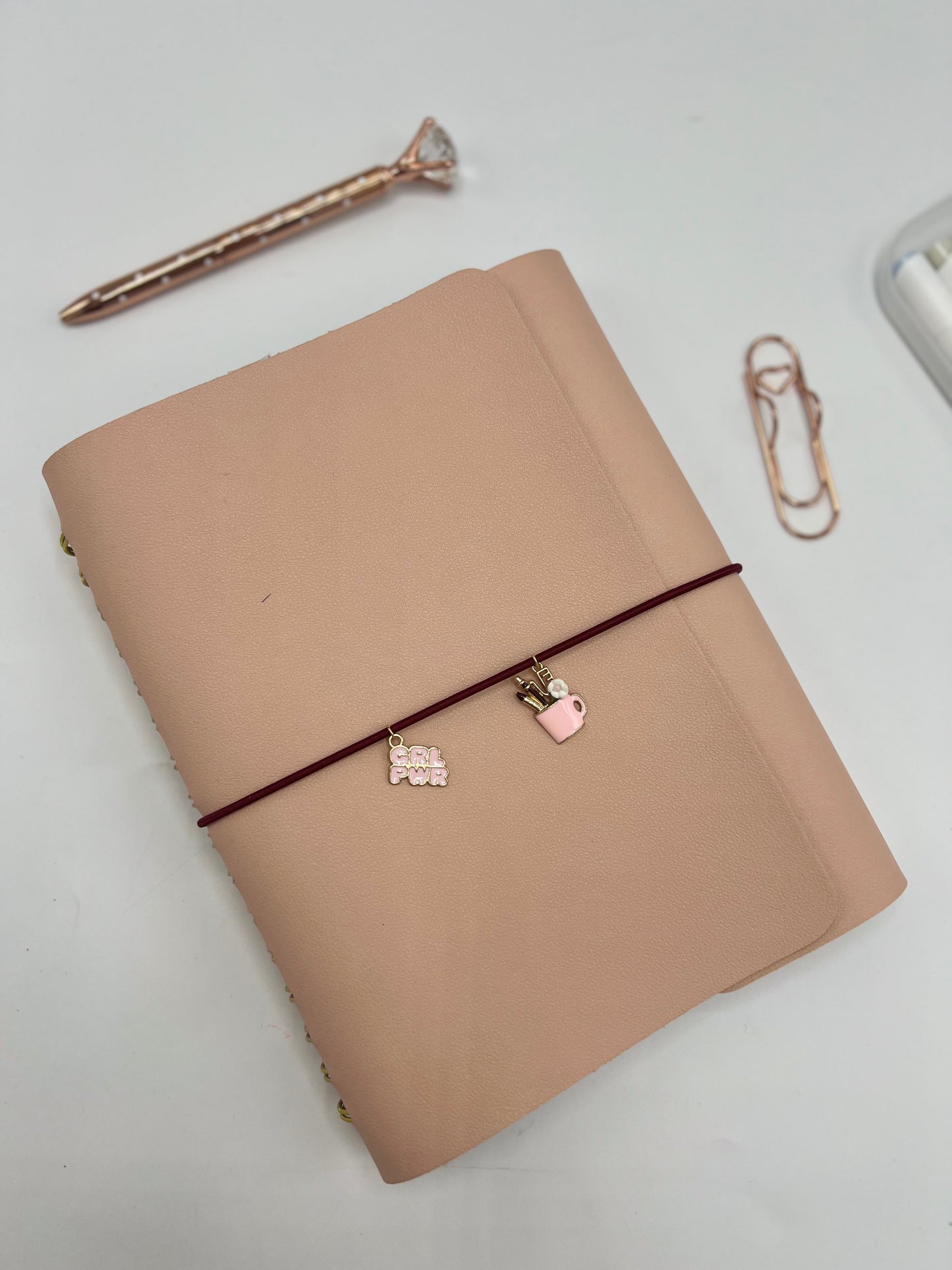 Blush Pink Leather Teacher Planner (Arabic)