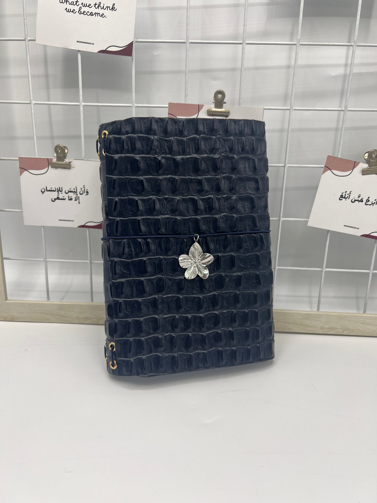 Royal Navy Croc | A5 Trifold Leather Refillable Journal