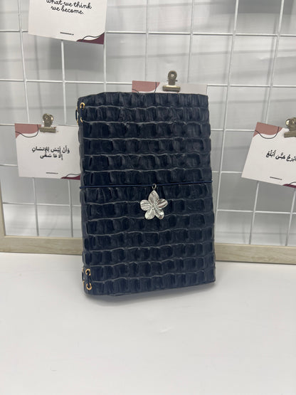 Royal Navy Croc | A5 Trifold Leather Refillable Journal