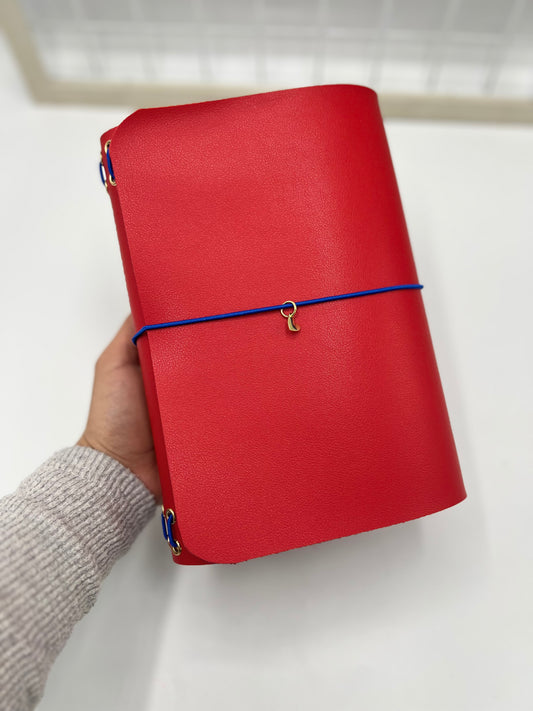 Passion Red | A5 Trifold Leather Refillable Journal