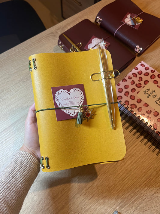 Golden Mustard | A5 Trifold Leather Refillable Journal