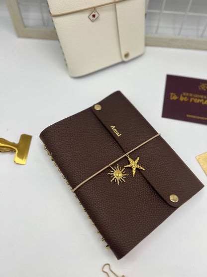 Brown Pebble Leather Weekly Planner | Agenda