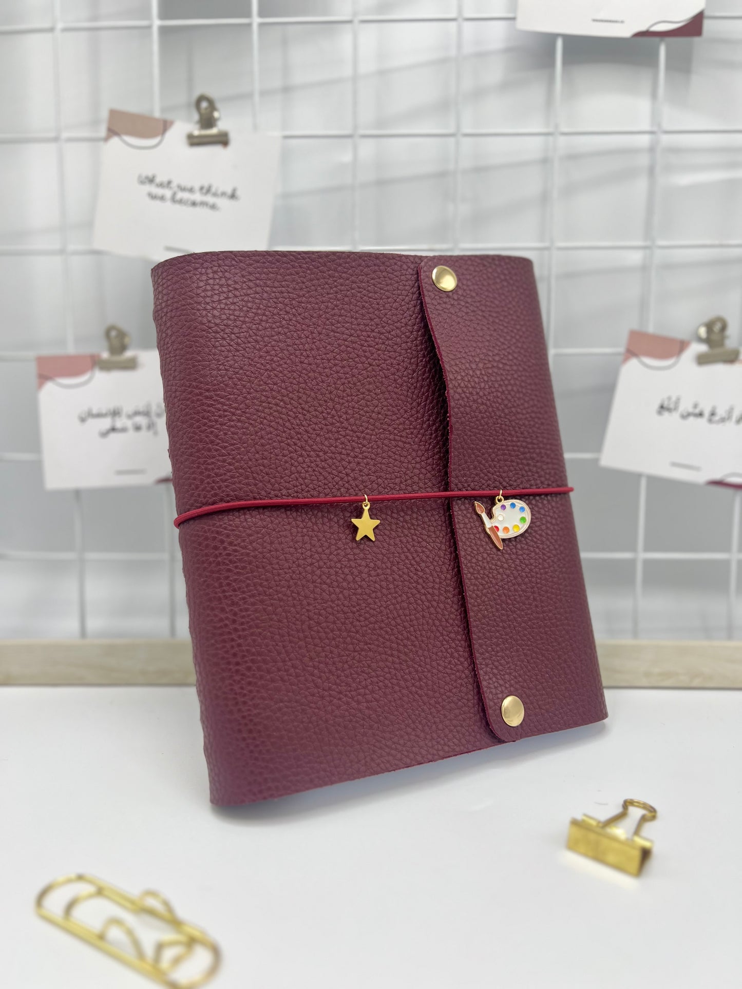 Plum Leather Teacher Planner (French)