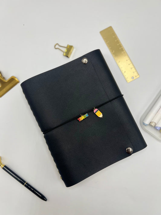 Black Leather Teacher Planner (English)