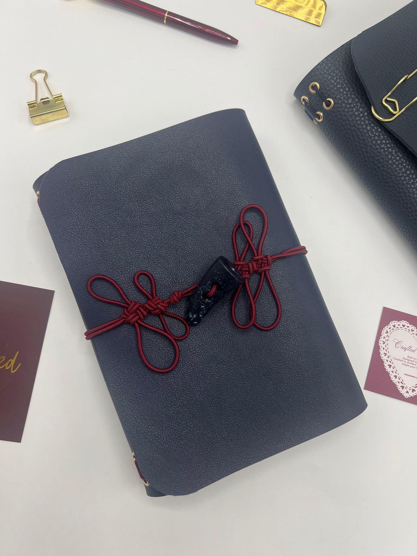 Midnight Navy | A5 Trifold Leather Refillable Journal