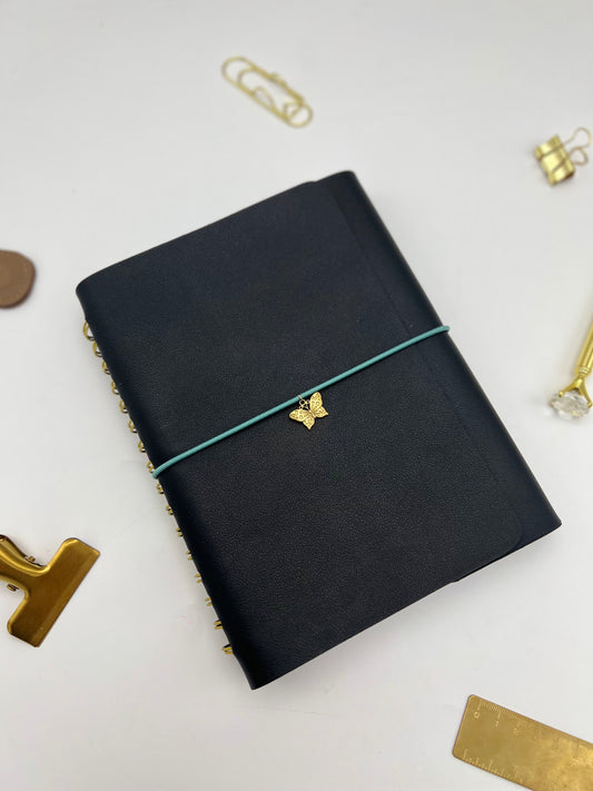 Midnight Black Leather Weekly Planner | Agenda