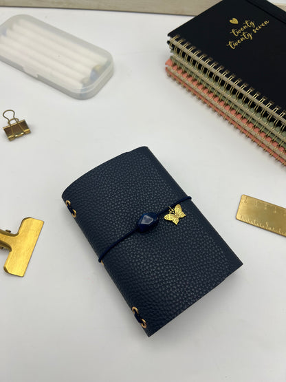 Navy Pebble | A6 Trifold Leather Refillable Journal