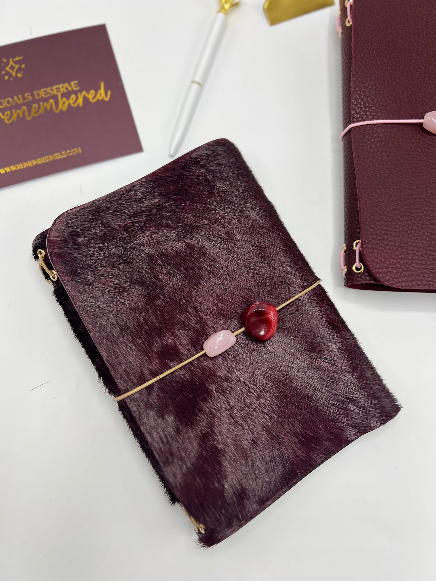 Wild Mulberry| Pony Hair | A5 Trifold Real Leather Journal