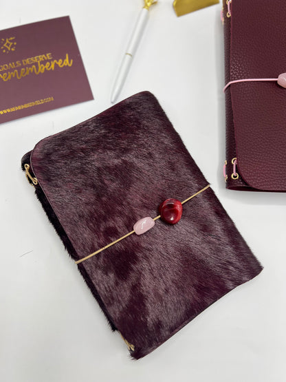 Wild Mulberry| Pony Hair | A5 Trifold Real Leather Journal