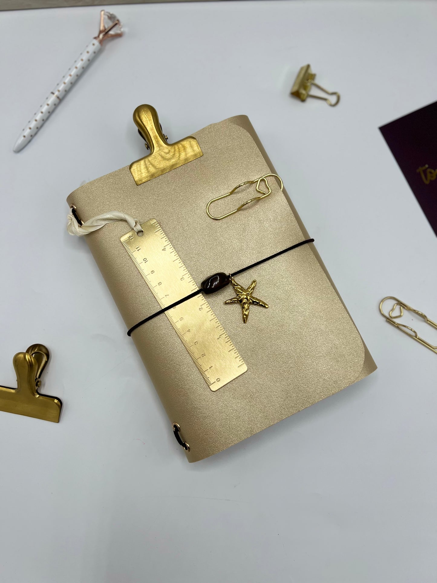 Honey Gold | A5 Trifold Leather Refillable Journal