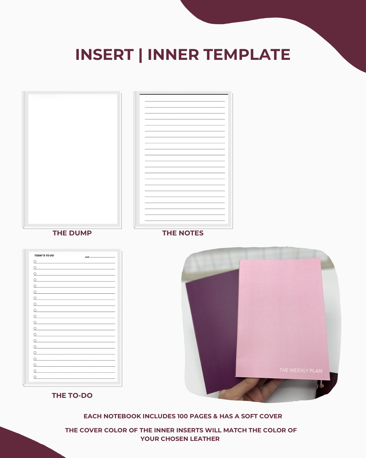 Blush Pink| A6 Trifold Leather Refillable Journal