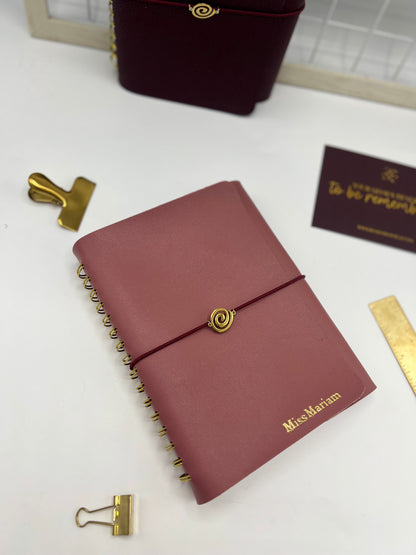 Dusty Rosewood Leather Teacher Planner (English)