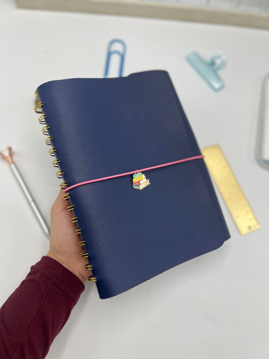 Navy Leather Teacher Planner (English)