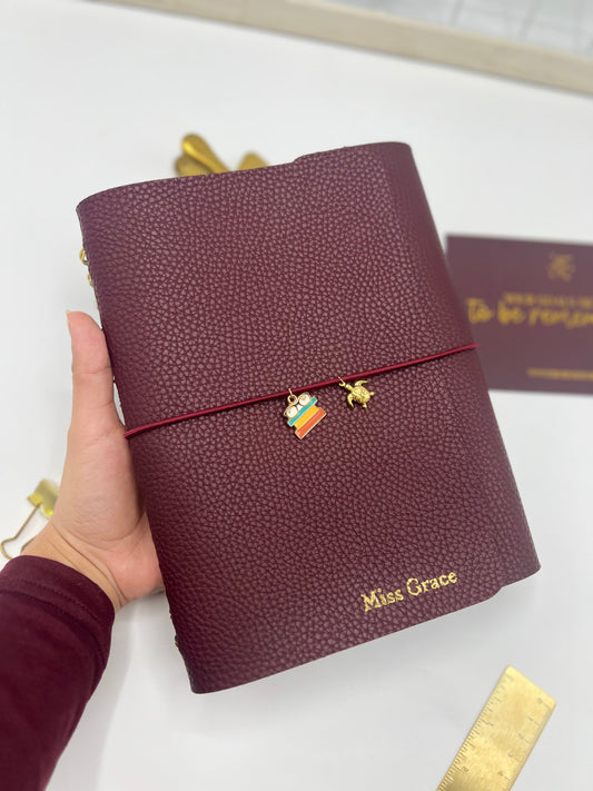 Plum Leather Teacher Planner (English)