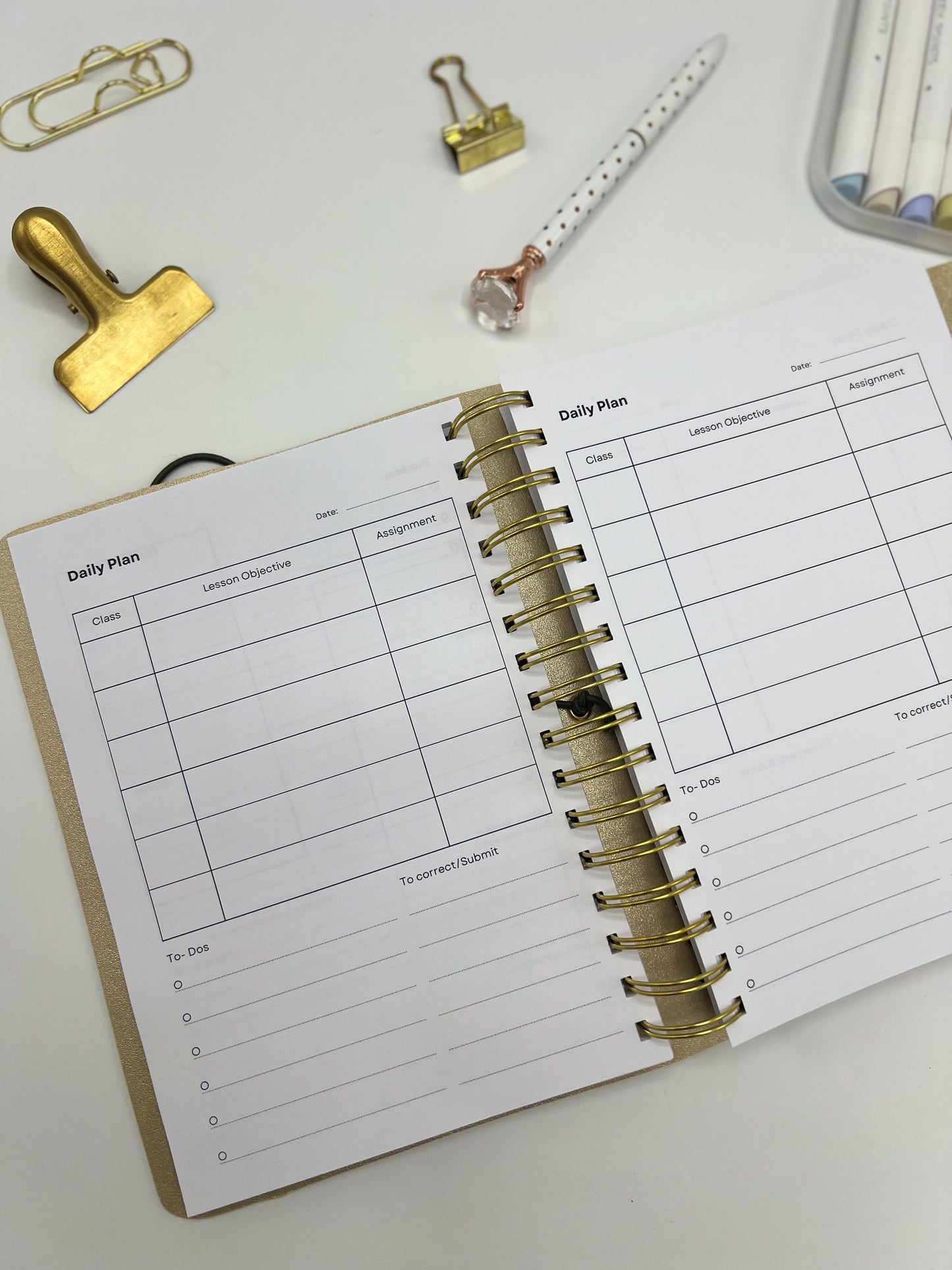 Brown Leather Teacher Planner (English)