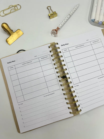 Brown Leather Teacher Planner (English)