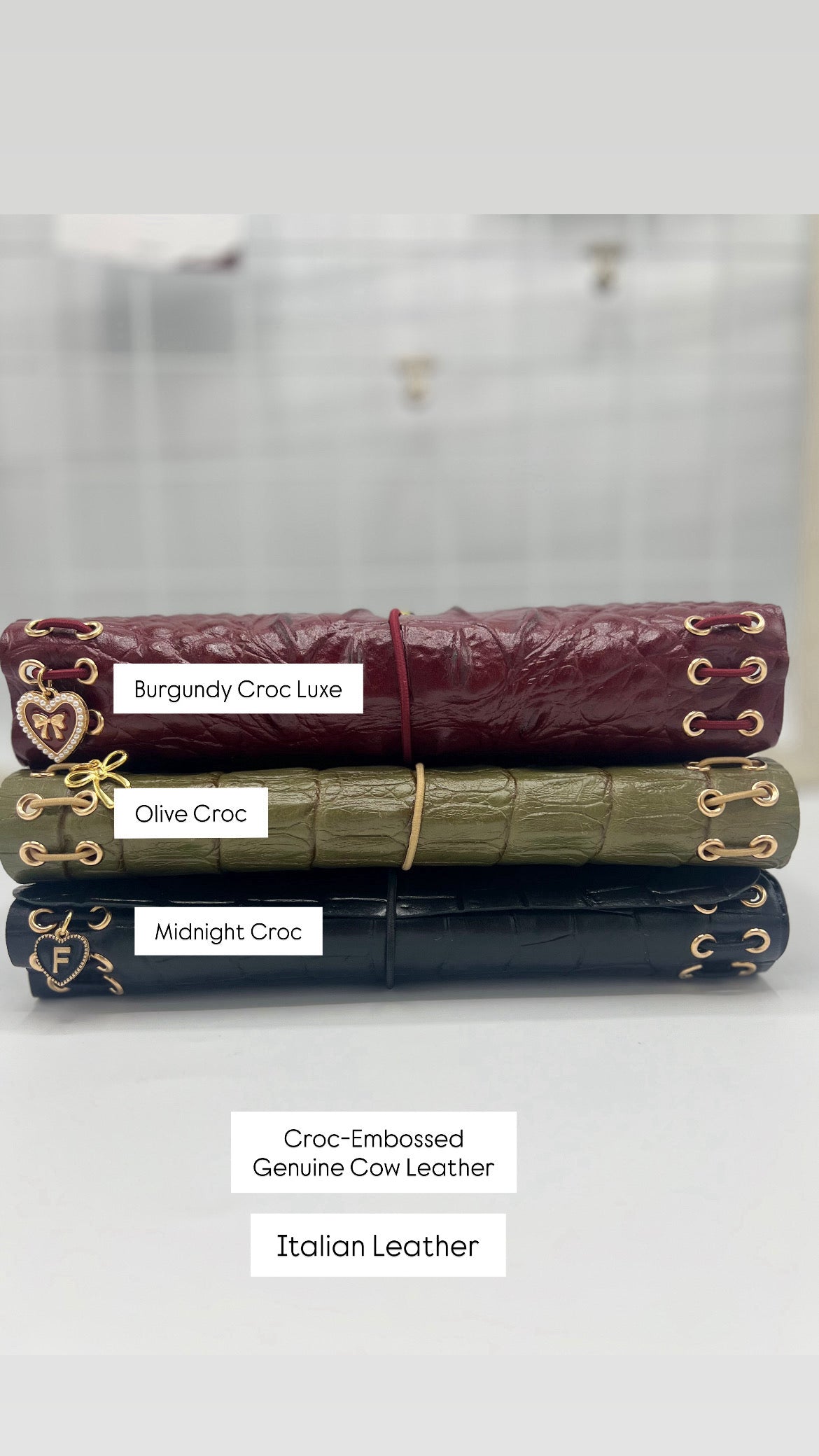 Burgundy Croc Luxe | A5 Trifold Leather Refillable Journal