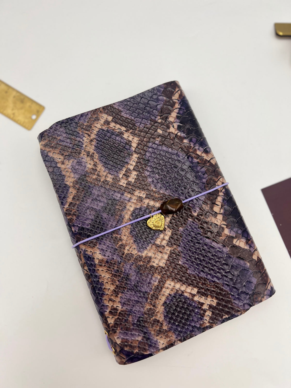Earthy Mauve Snake | A5 Trifold Leather Refillable Journal