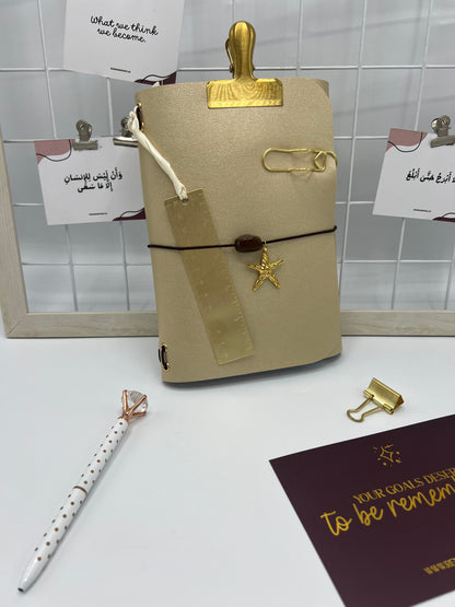 Honey Gold | A5 Trifold Leather Refillable Journal