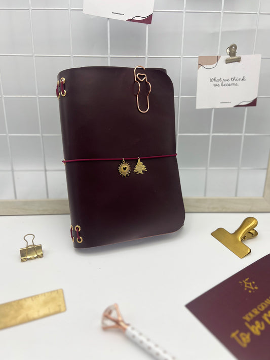 Midnight Plum| A5 Trifold Real Leather Journal
