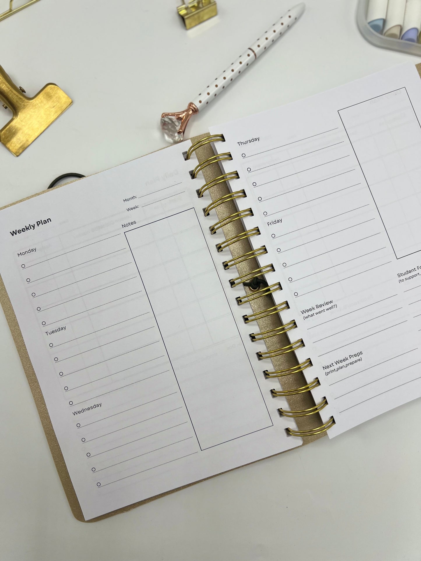 Brown Leather Teacher Planner (English)