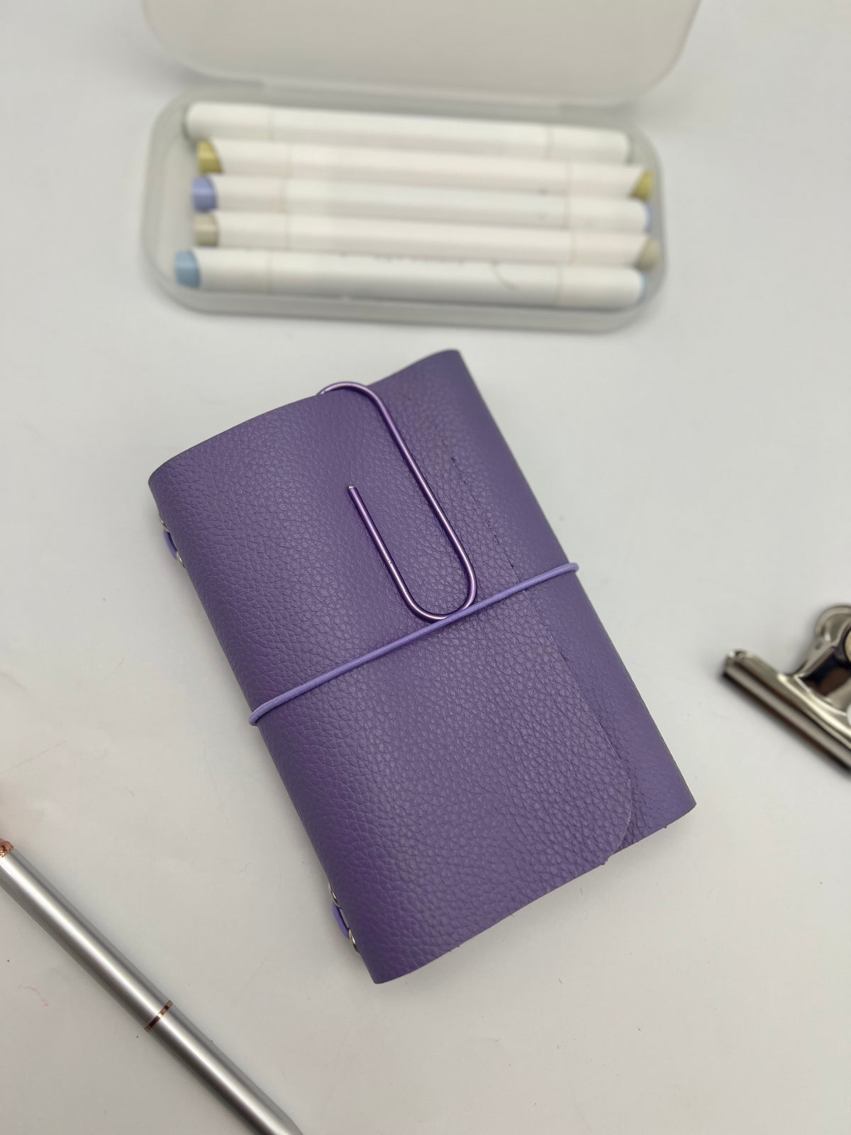 Lilac Pebble | A6 Trifold Leather Refillable Journal