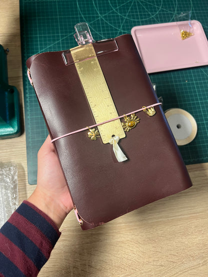 Midnight Plum | Vegetable Tanned  | A5 Trifold Real Leather Journal
