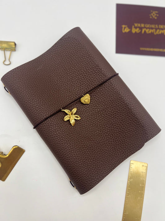 Coffee Pebble  | A5 Trifold Leather Refillable Journal