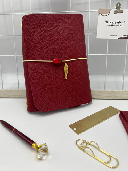 Deep Bordeaux  | A5 Trifold Leather Refillable Journal