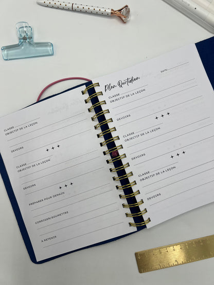 Black Leather Teacher Planner (French)