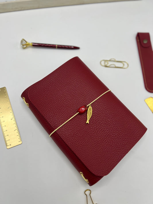 Deep Bordeaux  | A5 Trifold Leather Refillable Journal