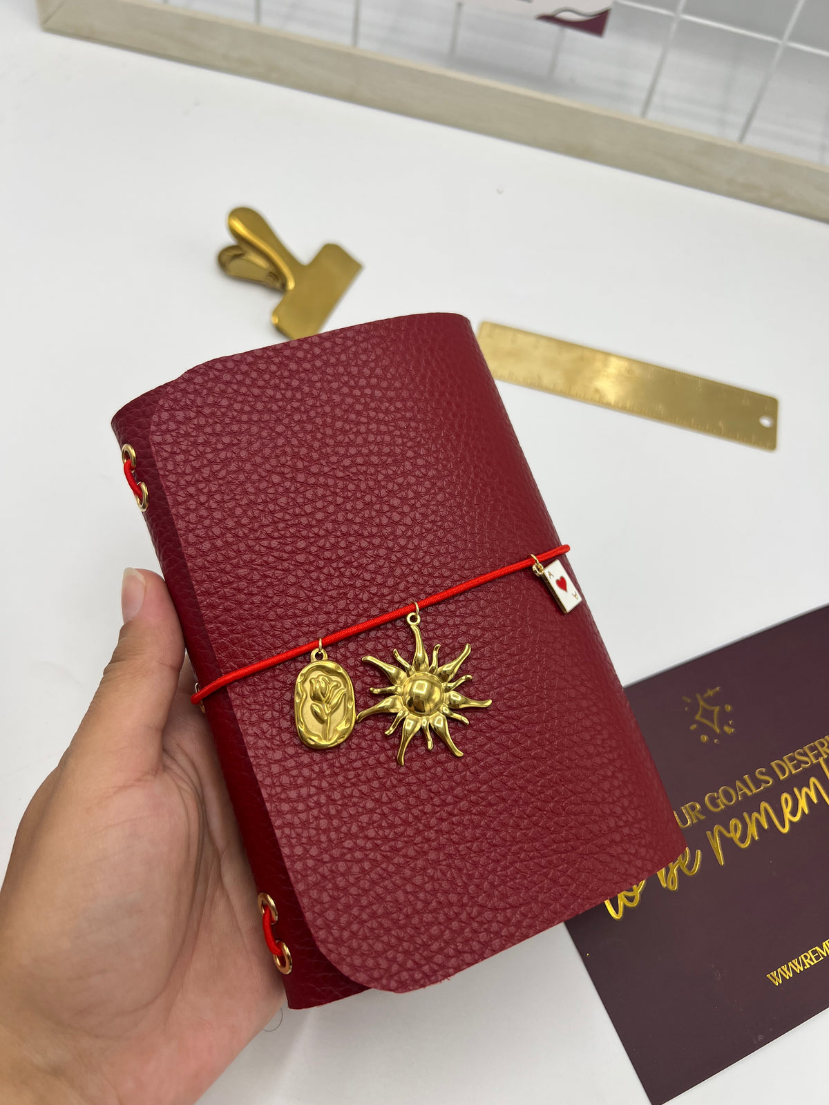 Deep Bordeaux | A6 Trifold Leather Refillable Journal