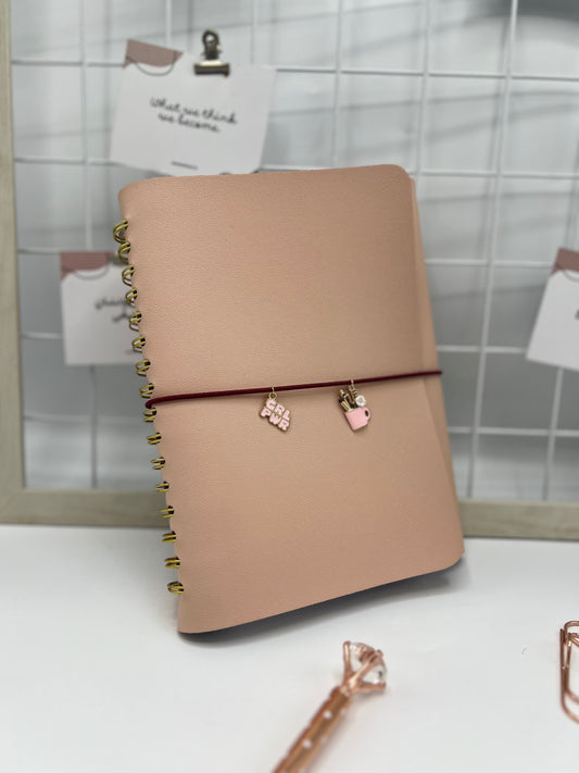 Blush Pink Leather Teacher Planner (French)