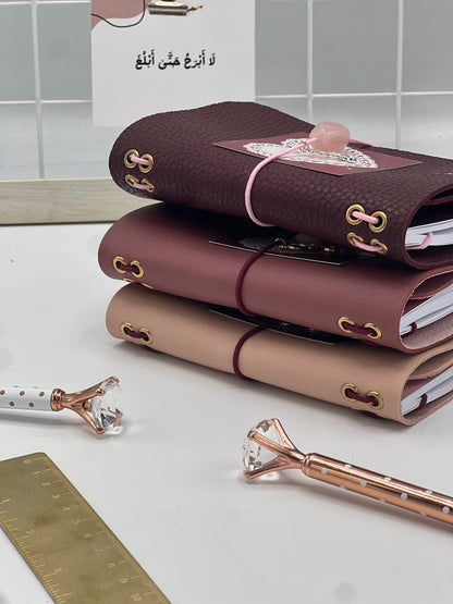 Blush Pink| A6 Trifold Leather Refillable Journal