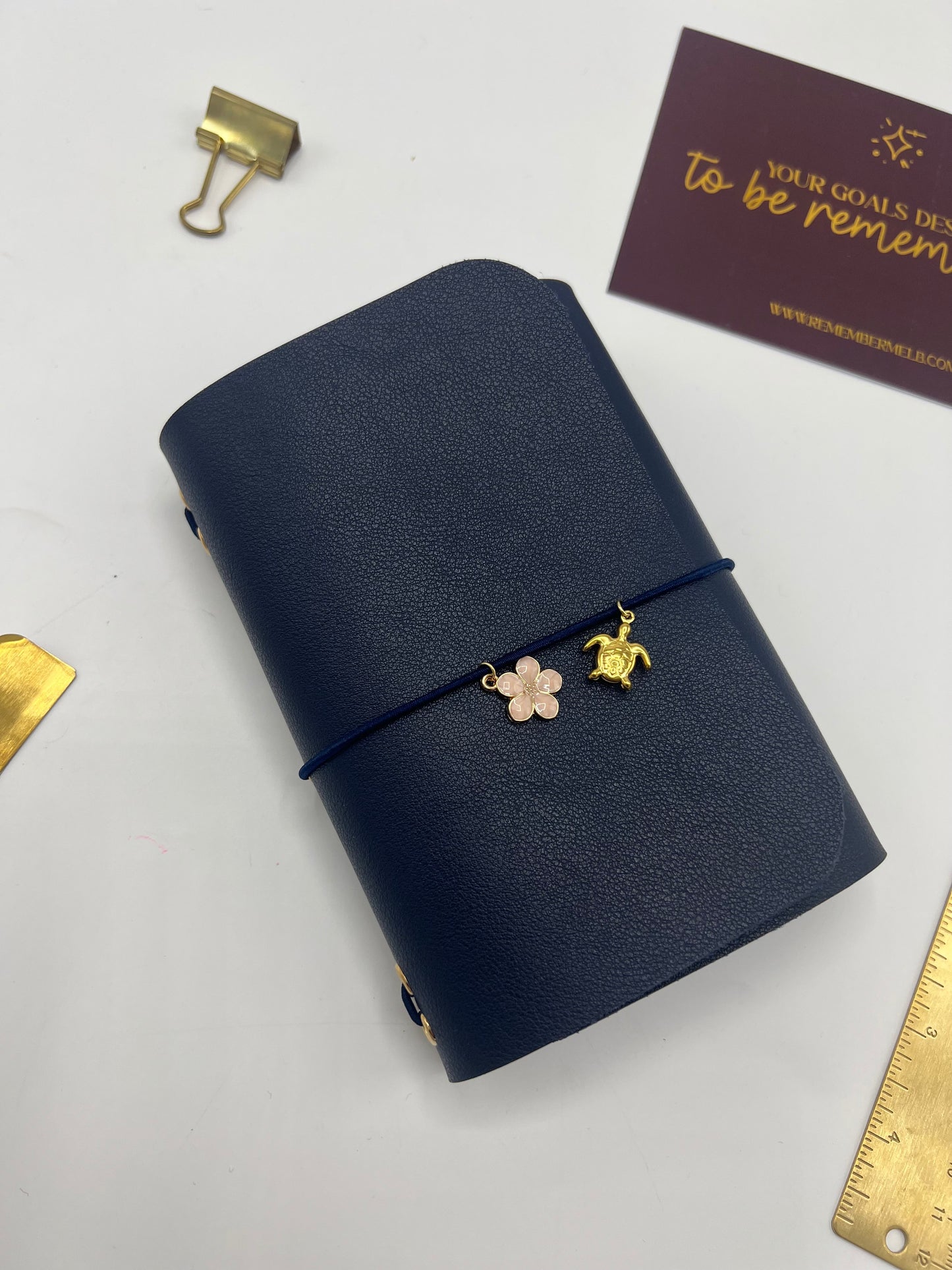 Midnight Navy | A6 Trifold Leather Refillable Journal
