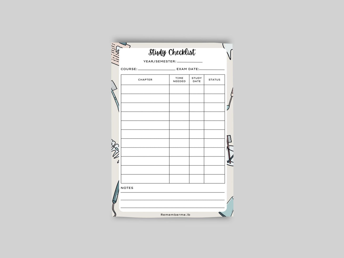 Any Major- Study Checklist Notepad