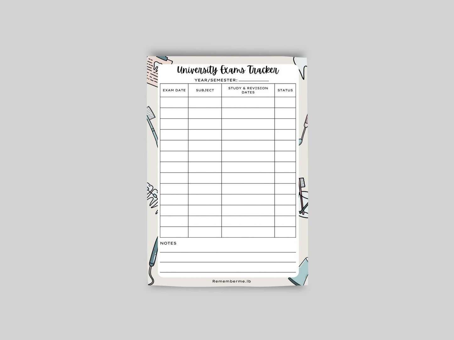 Any Major- University Exam Tracker Notepad