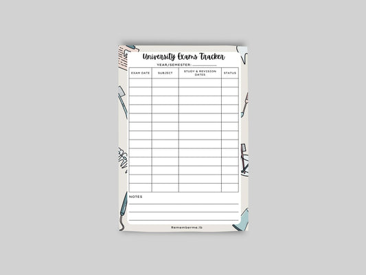 Any Major- University Exam Tracker Notepad